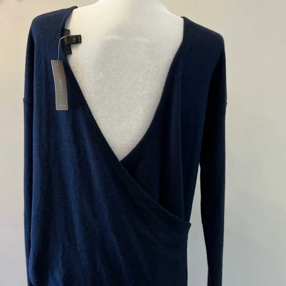 NWOT J.Crew Navy Blue Reversible V-back long-sleeve tunic - Picture 9 of 12